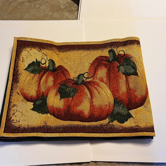 Colorful Pumpkin Tapestry Table runner 72x13 - Picture 3 of 7